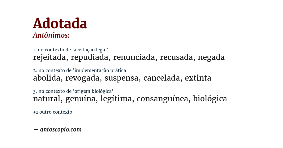 Antônimo de adotada