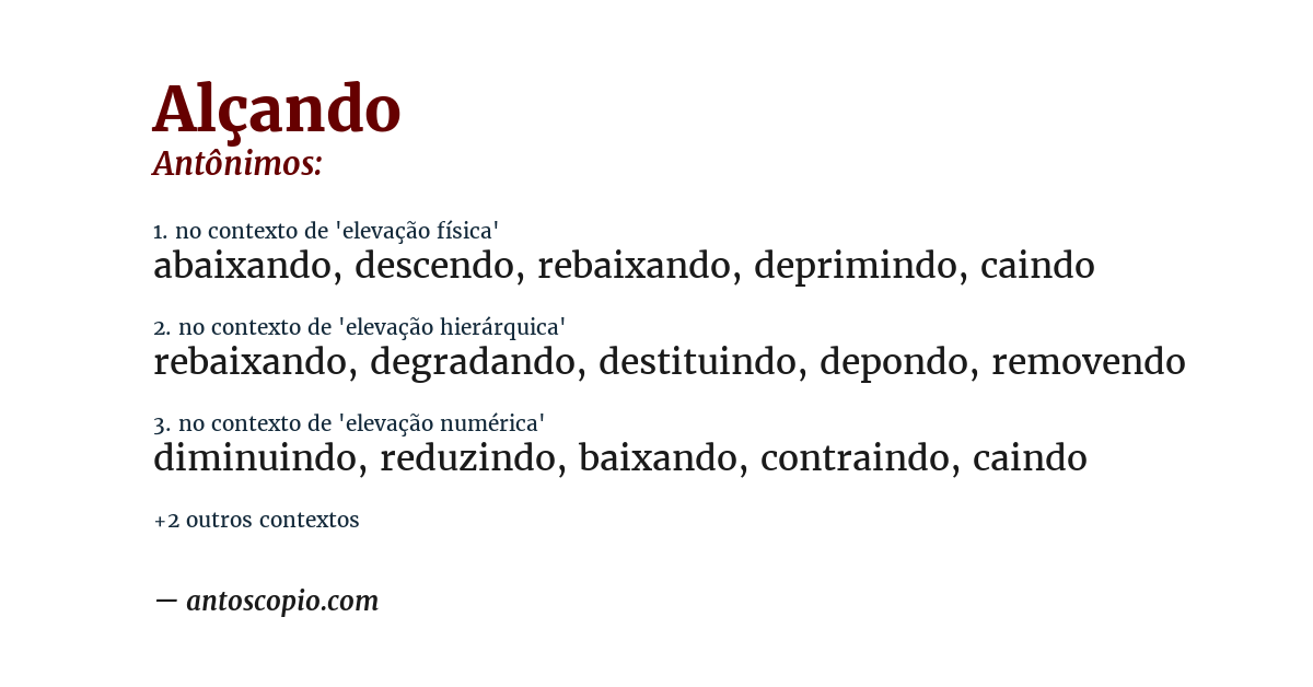 Antônimo de alçando