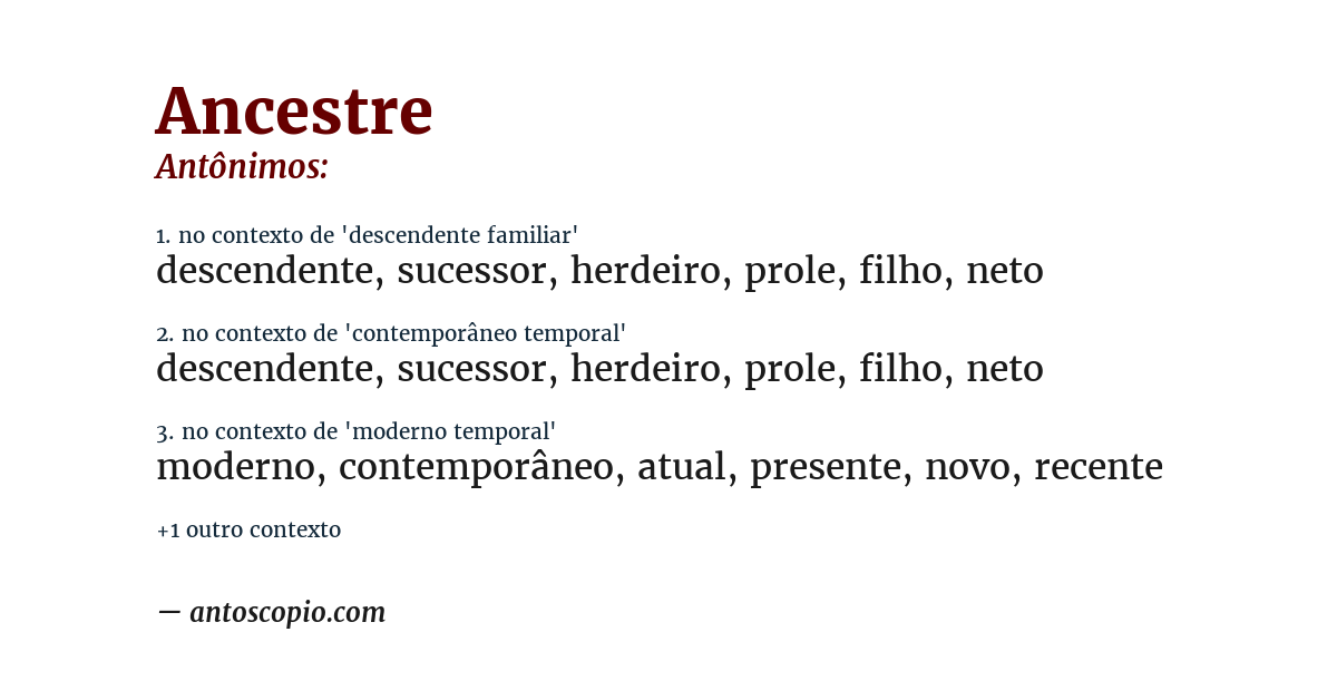 Antônimo de ancestre