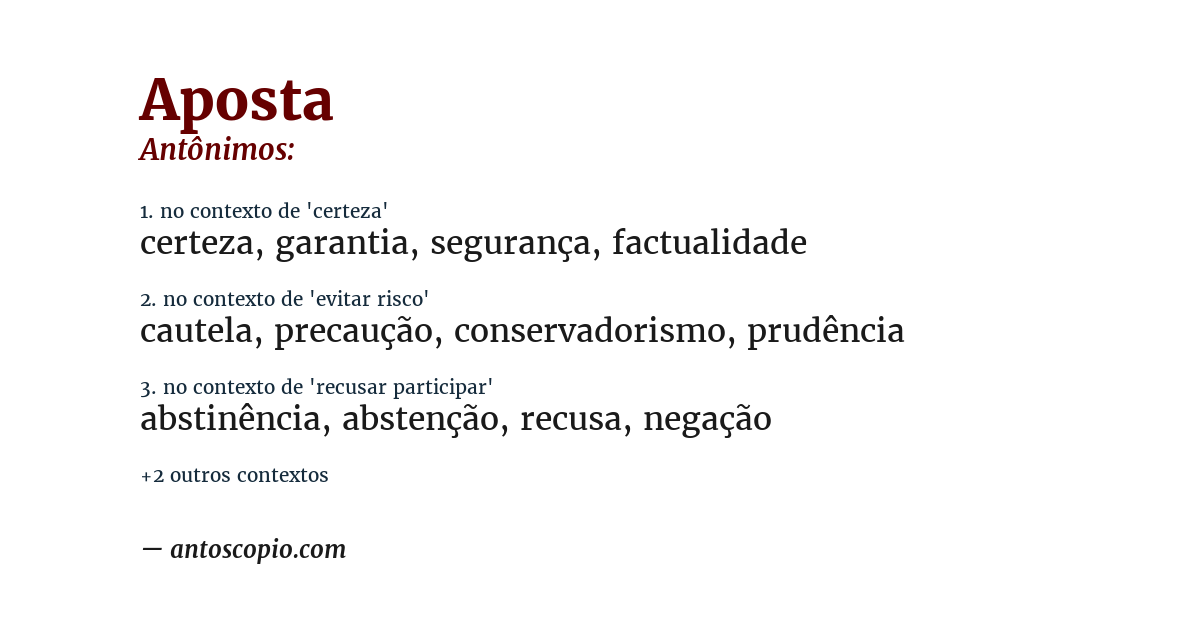 Antônimo de aposta