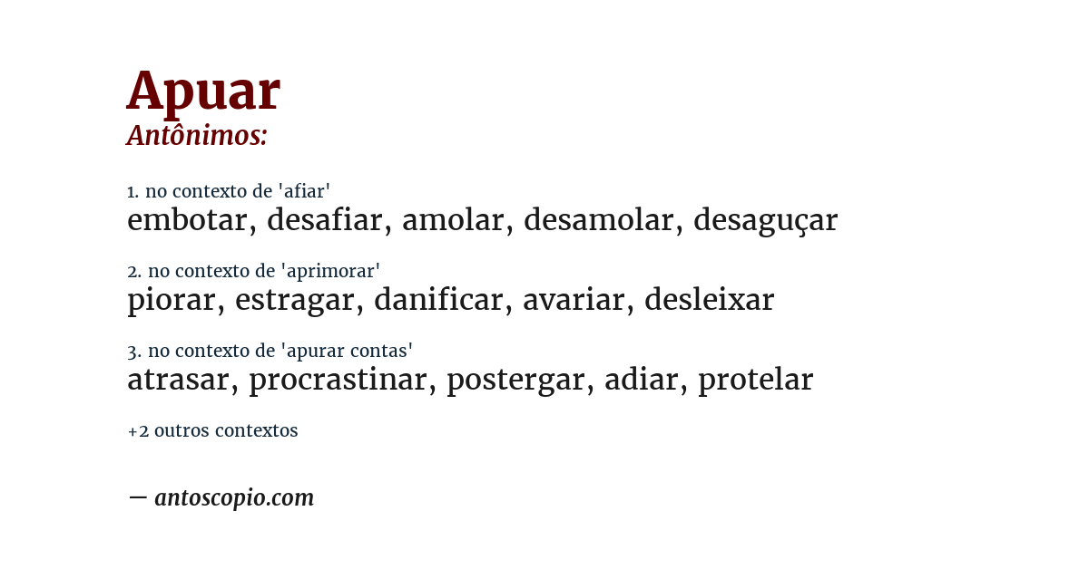 Antônimo de apuar