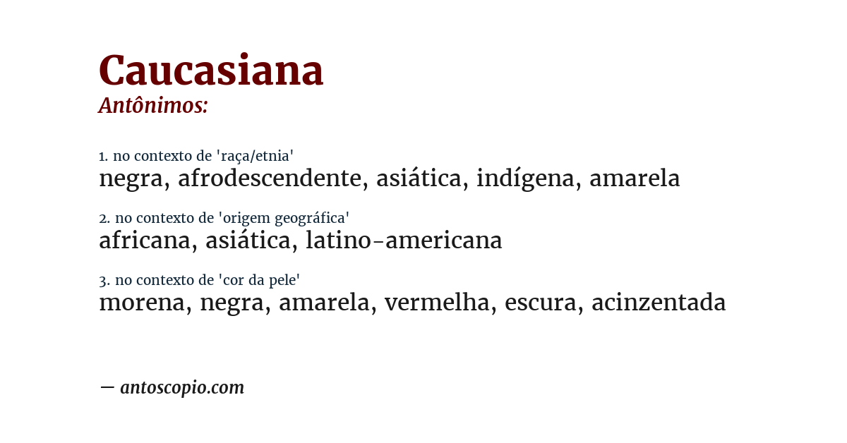 Antônimo de caucasiana