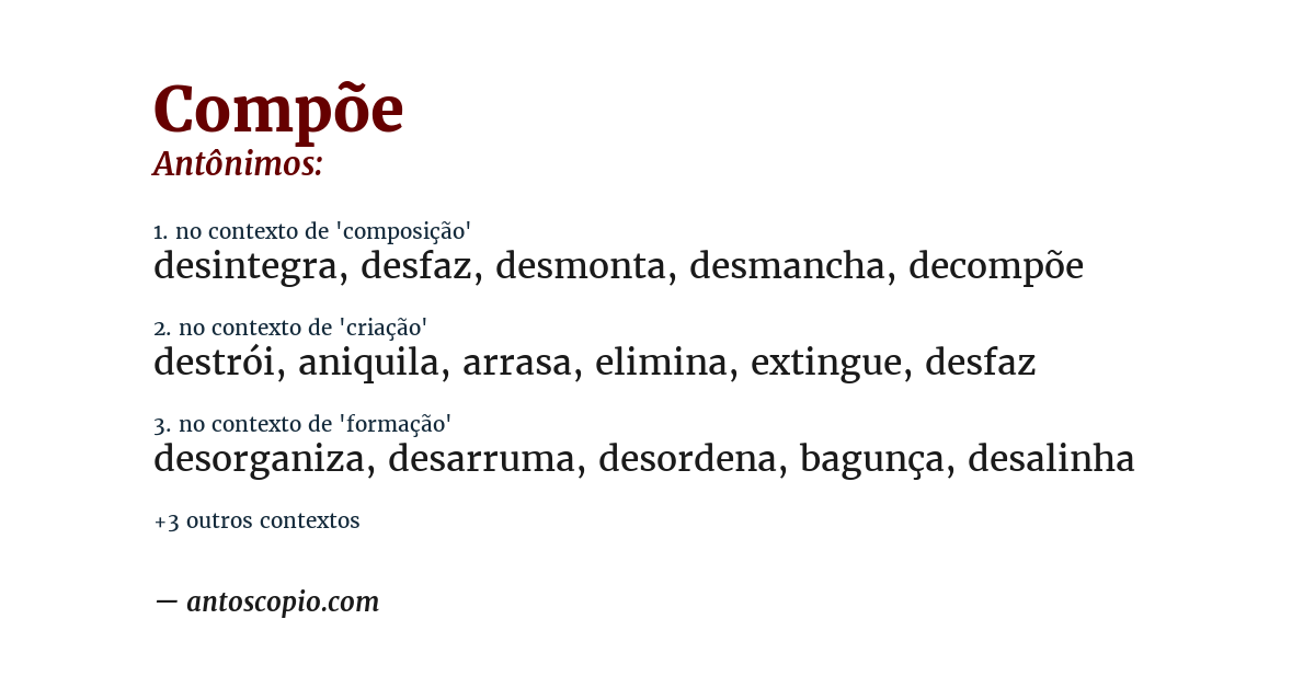 Antônimo de compõe