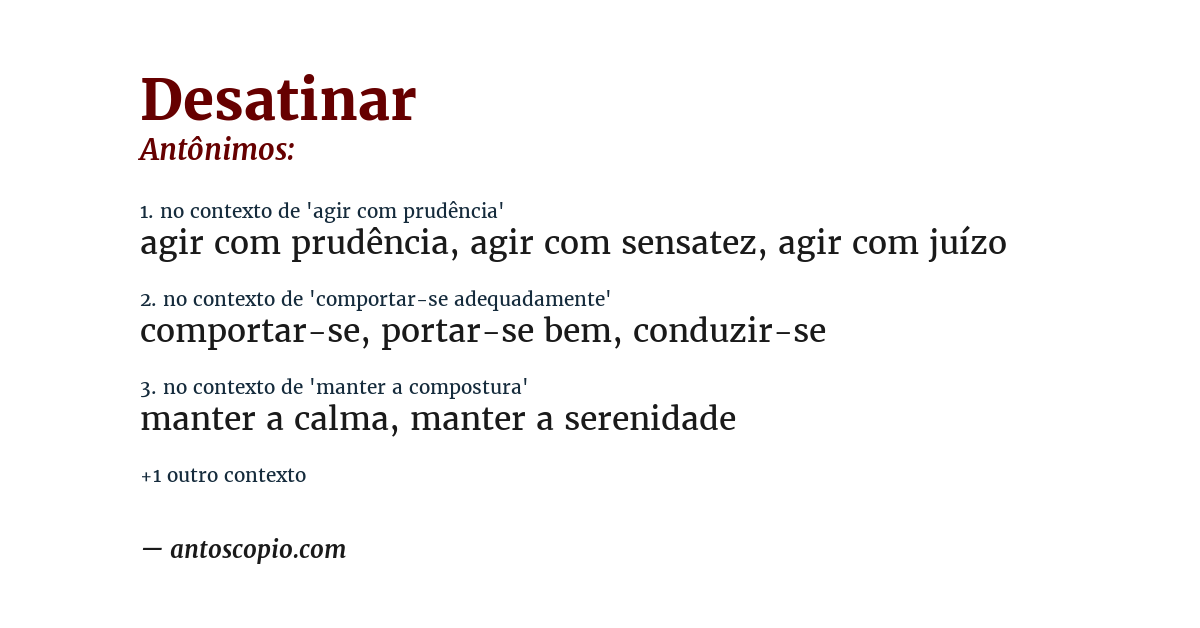 Antônimo de desatinar
