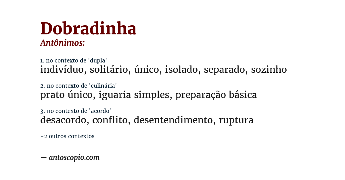 Antônimo de dobradinha