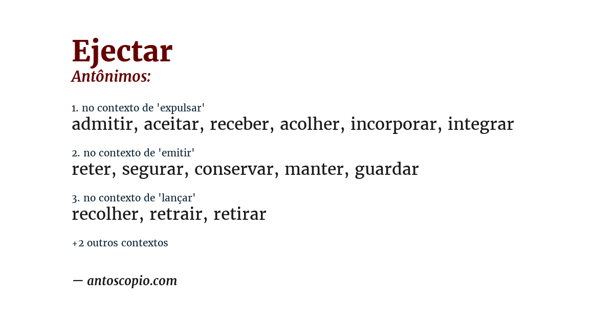 Antônimo de ejectar