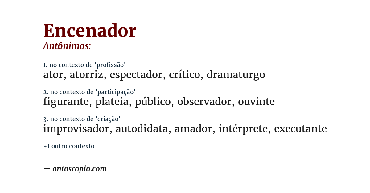 Antônimo de encenador