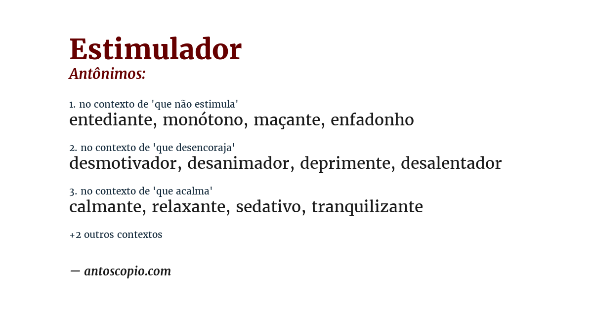 Antônimo de estimulador