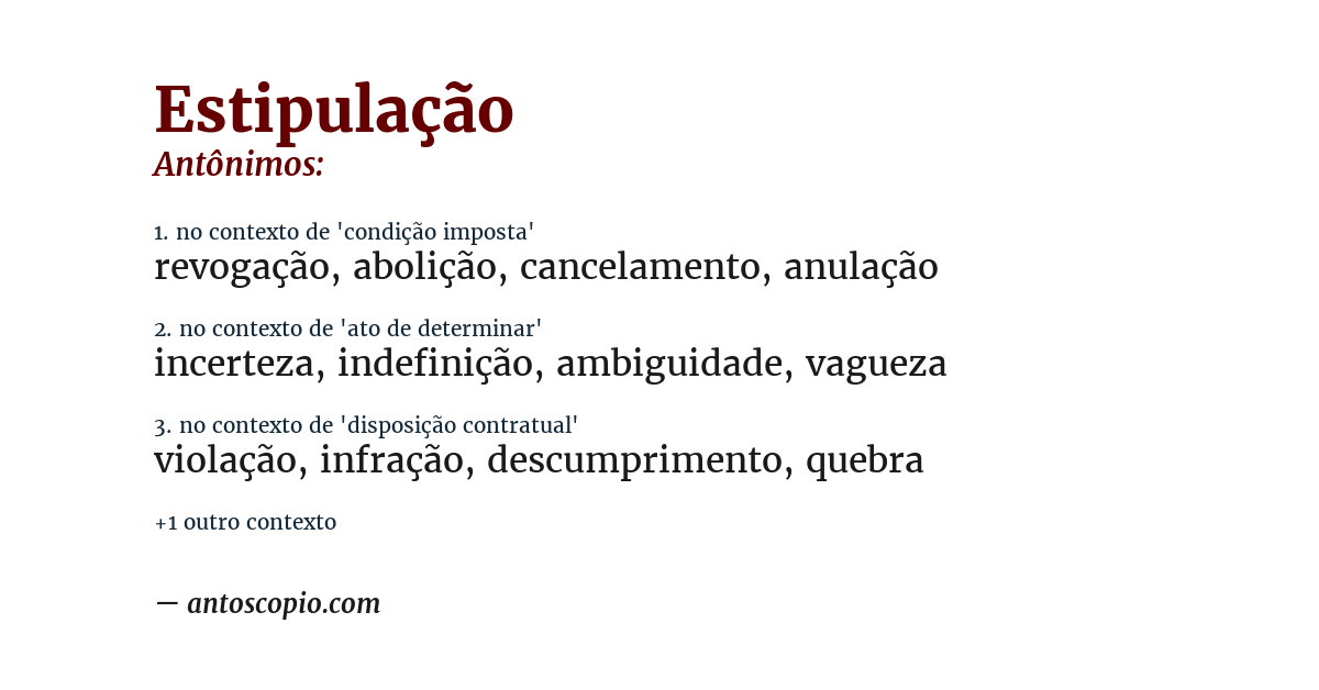 Antônimo de estipulação