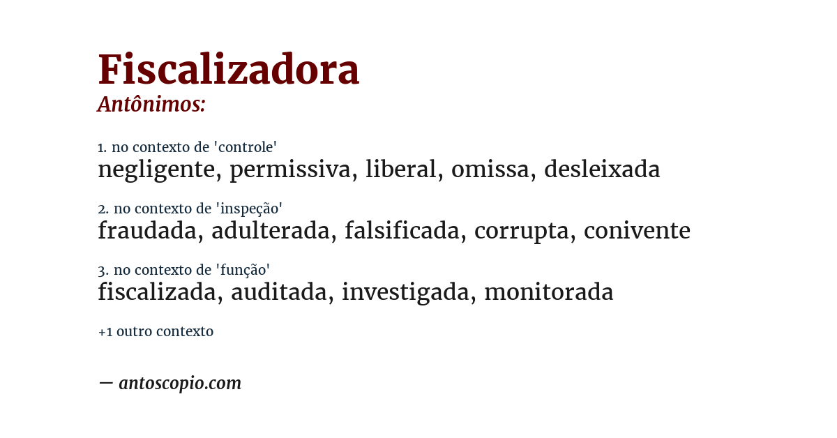 Antônimo de fiscalizadora