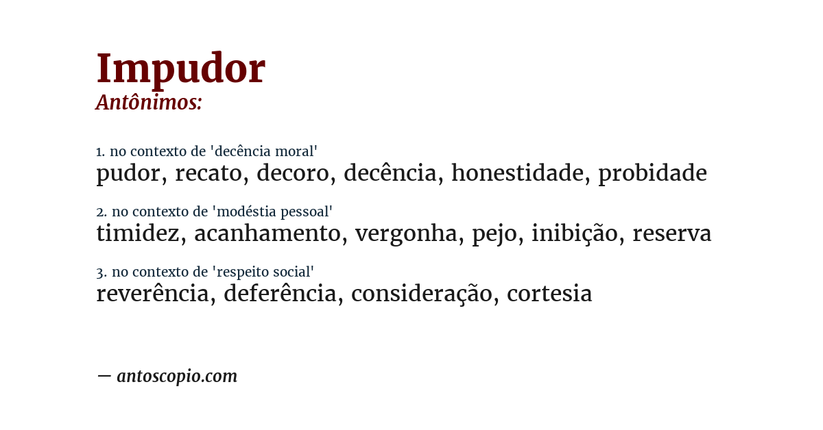 Antônimo de impudor