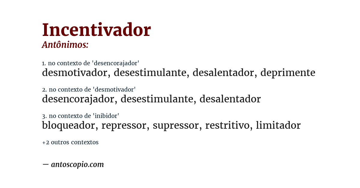 Antônimo de incentivador