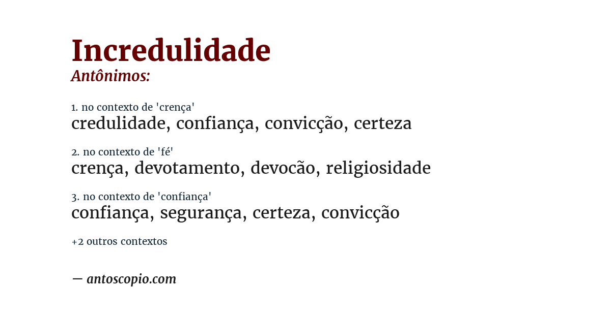 Antônimo de incredulidade
