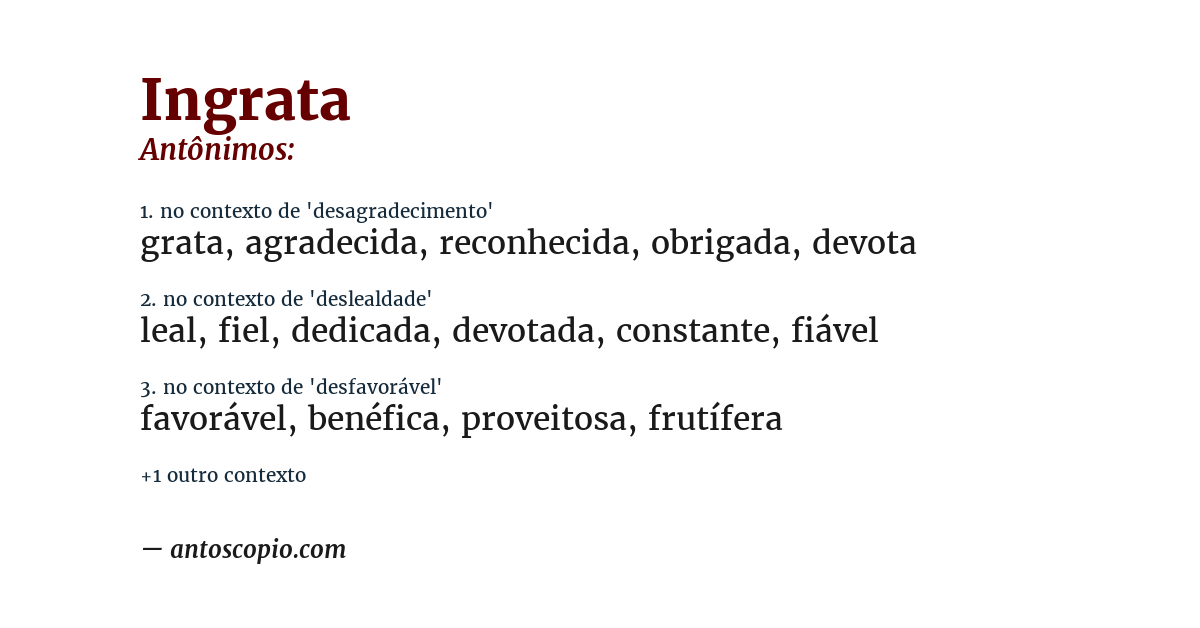 Antônimo de ingrata