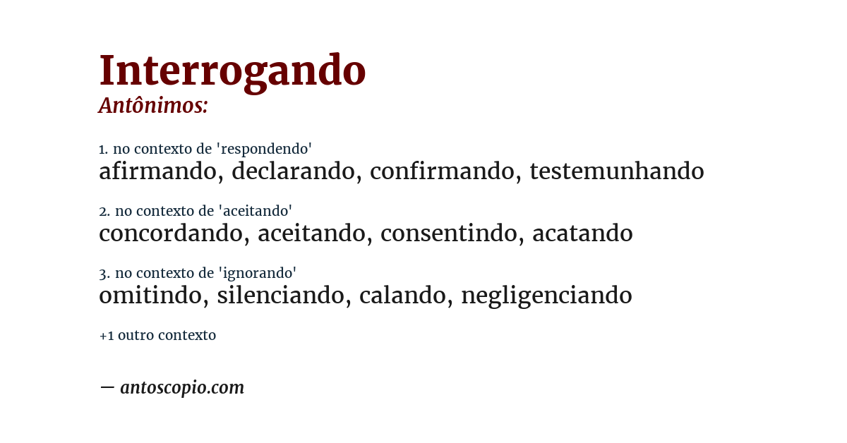 Antônimo de interrogando