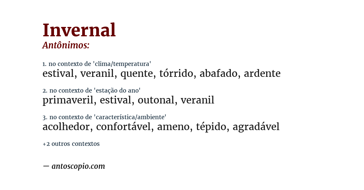 Antônimo de invernal