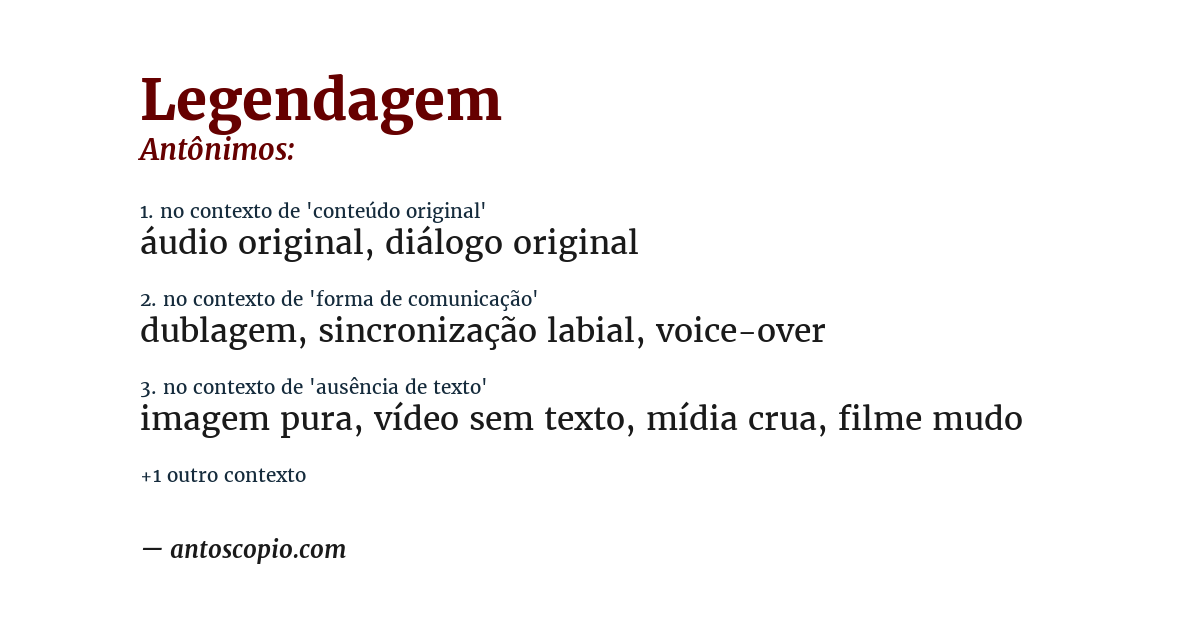 Antônimo de legendagem