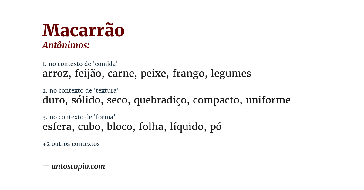 Antônimo de macarrão