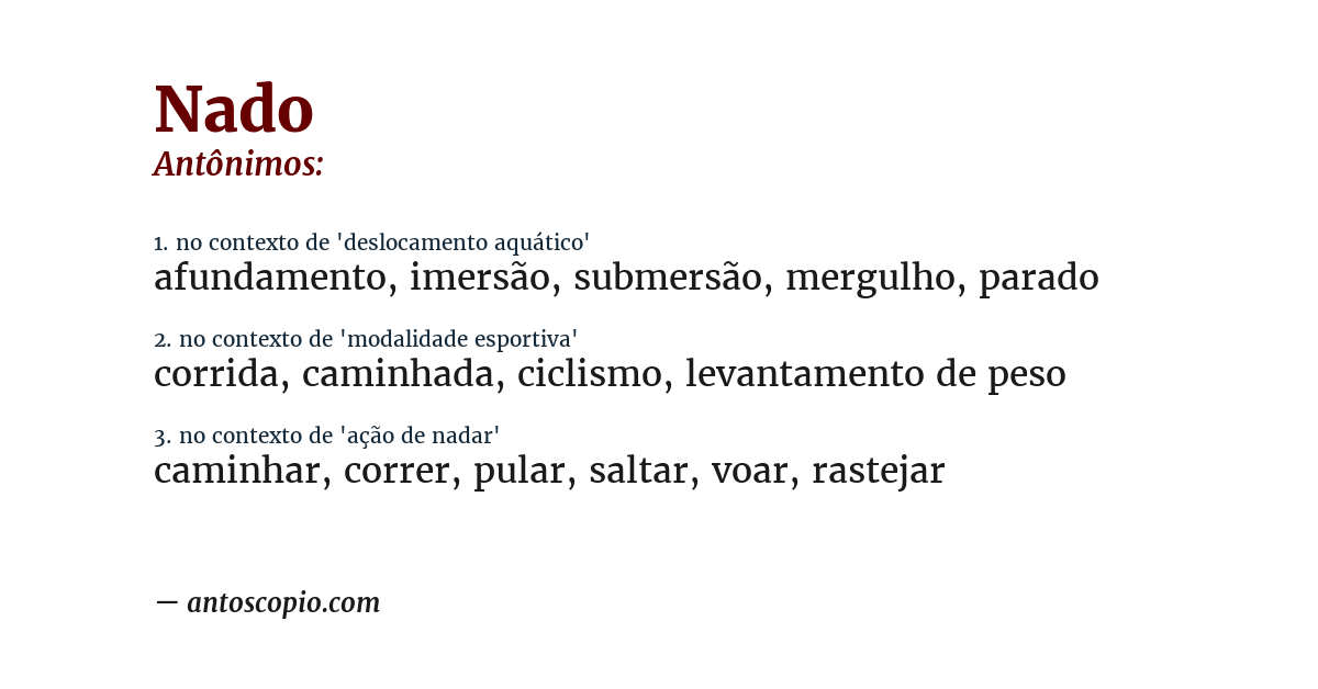 Antônimo de nado