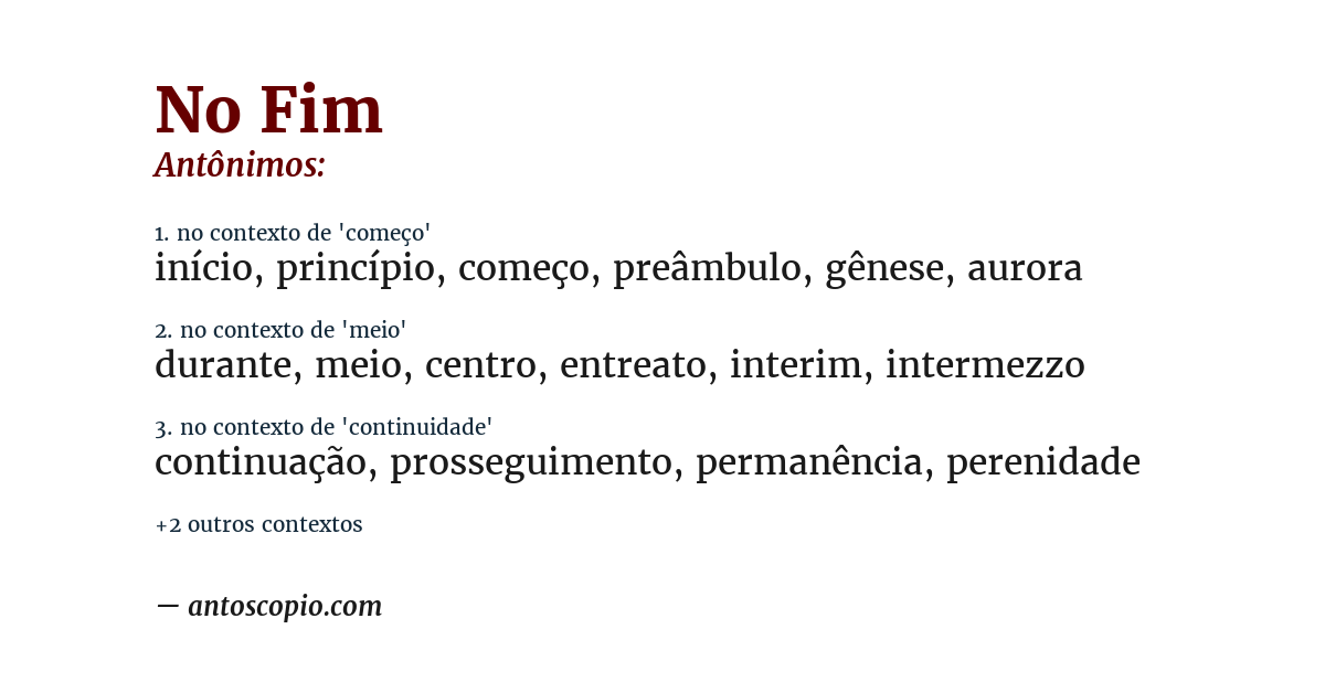 Antônimo de no fim
