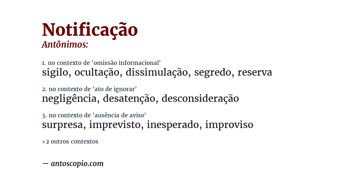 Antônimo de notificação