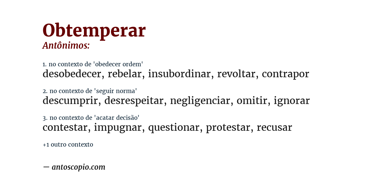 Antônimo de obtemperar