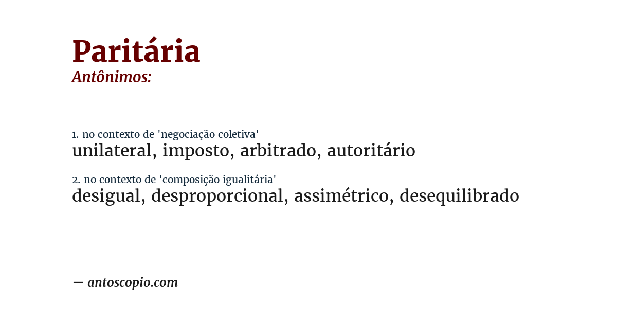 Antônimo de paritária