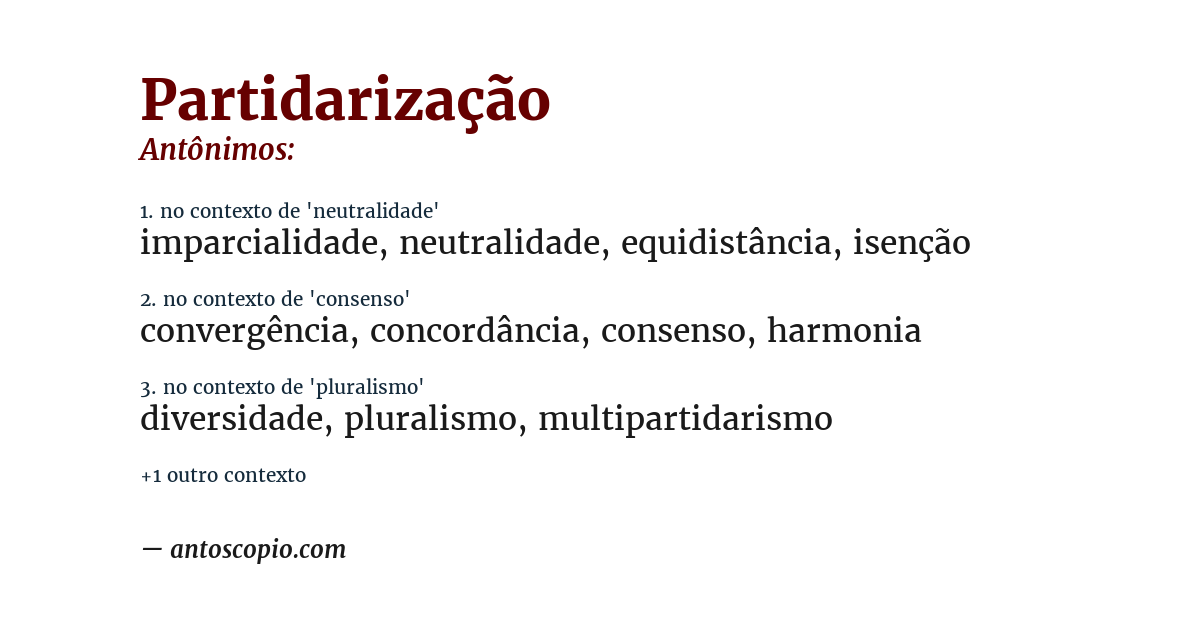 Antônimo de partidarização