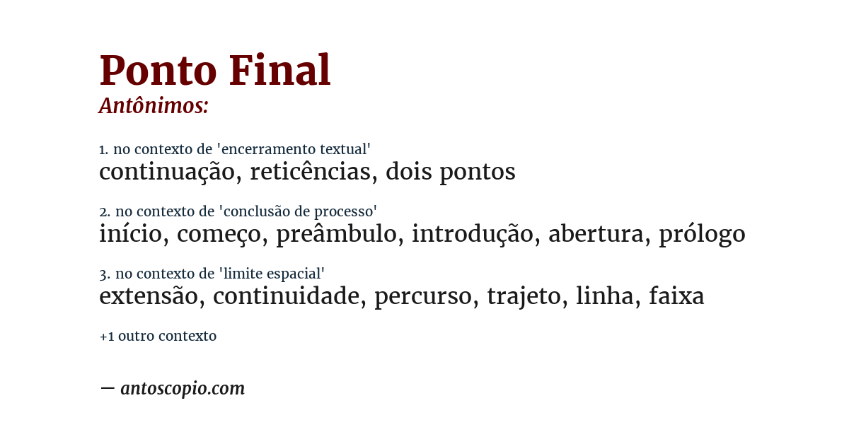 Antônimo de ponto final
