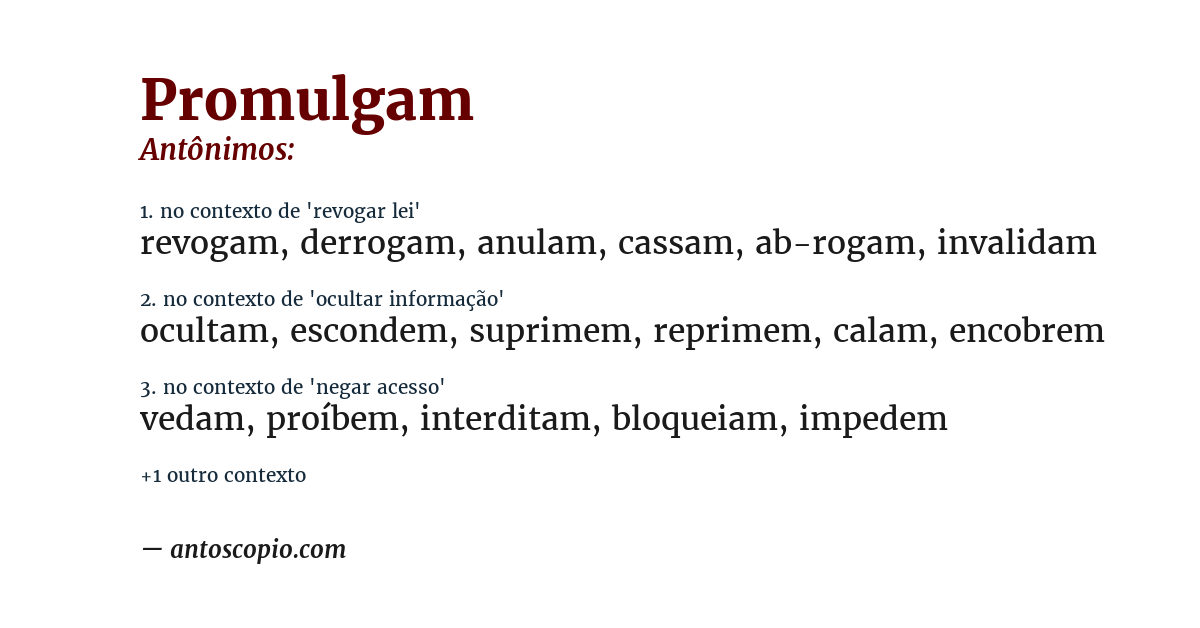 Antônimo de promulgam