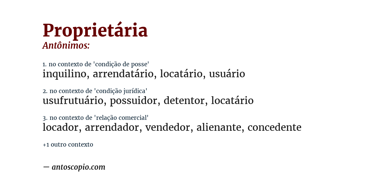 Antônimo de proprietária