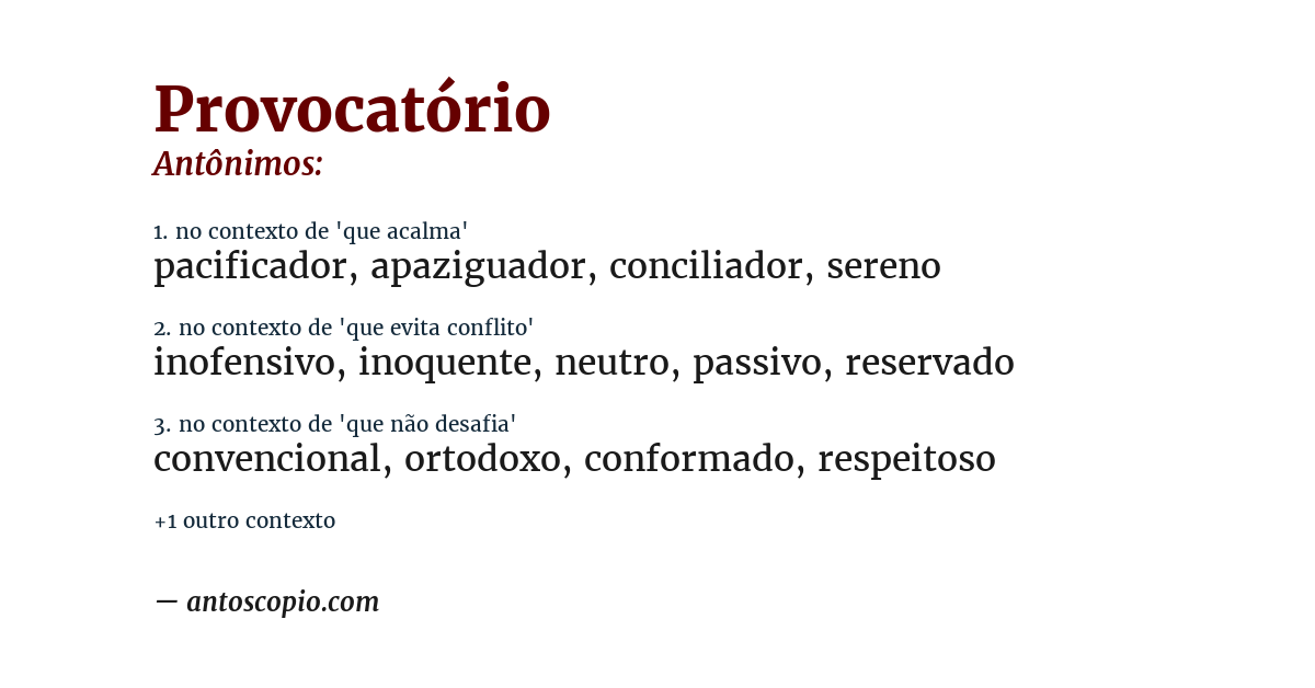 Antônimo de provocatório