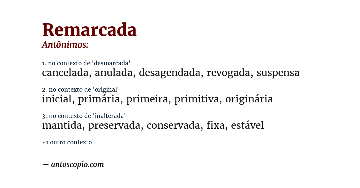 Antônimo de remarcada