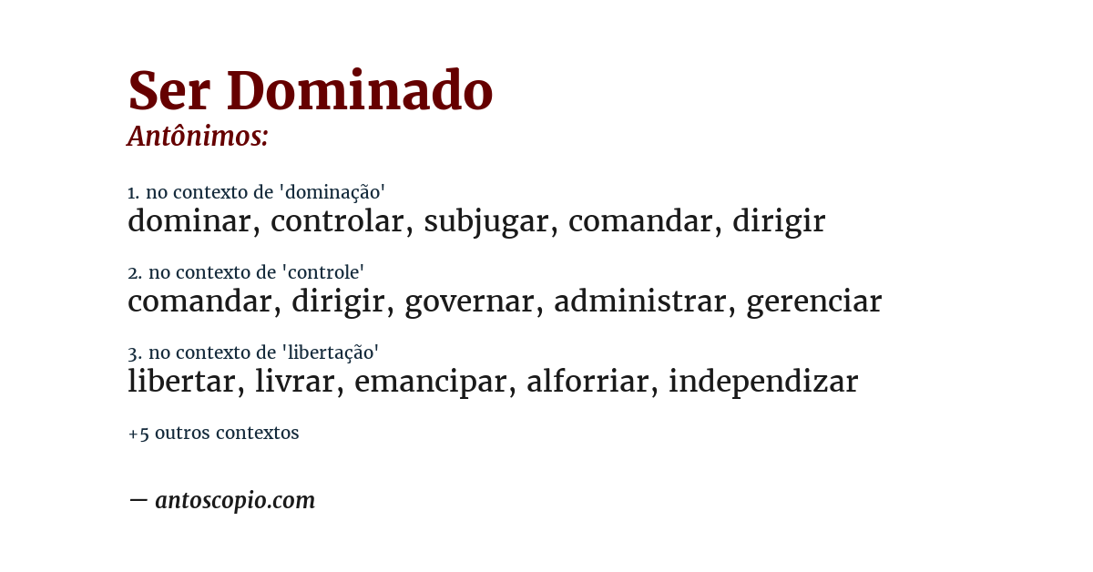 Antônimo de ser dominado
