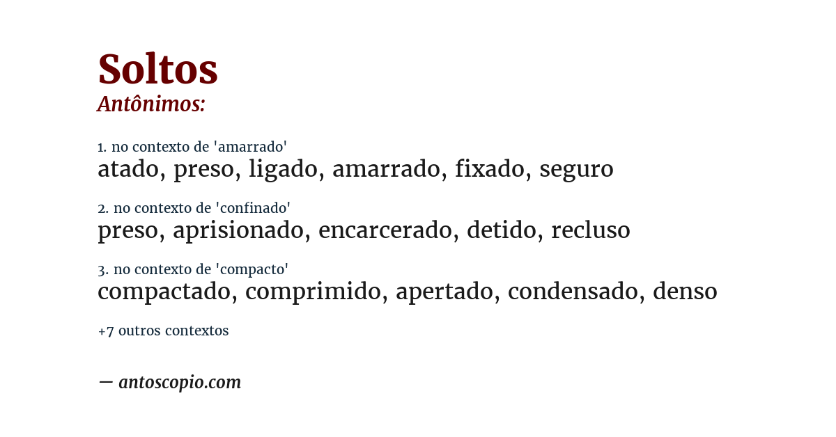 Antônimo de soltos