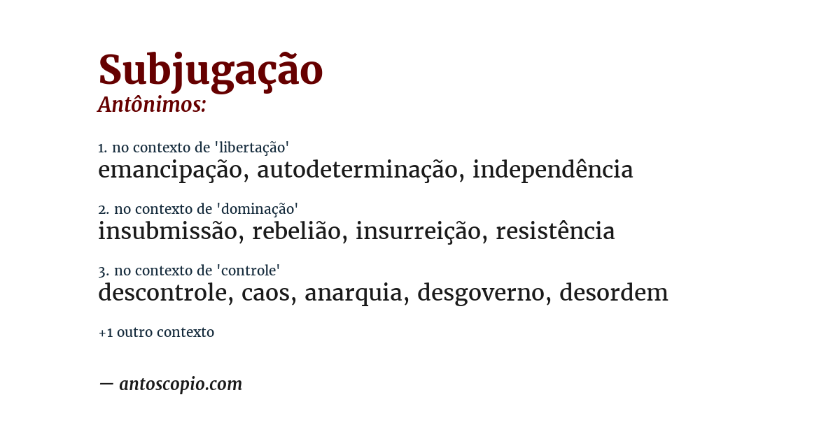 Antônimo de subjugação