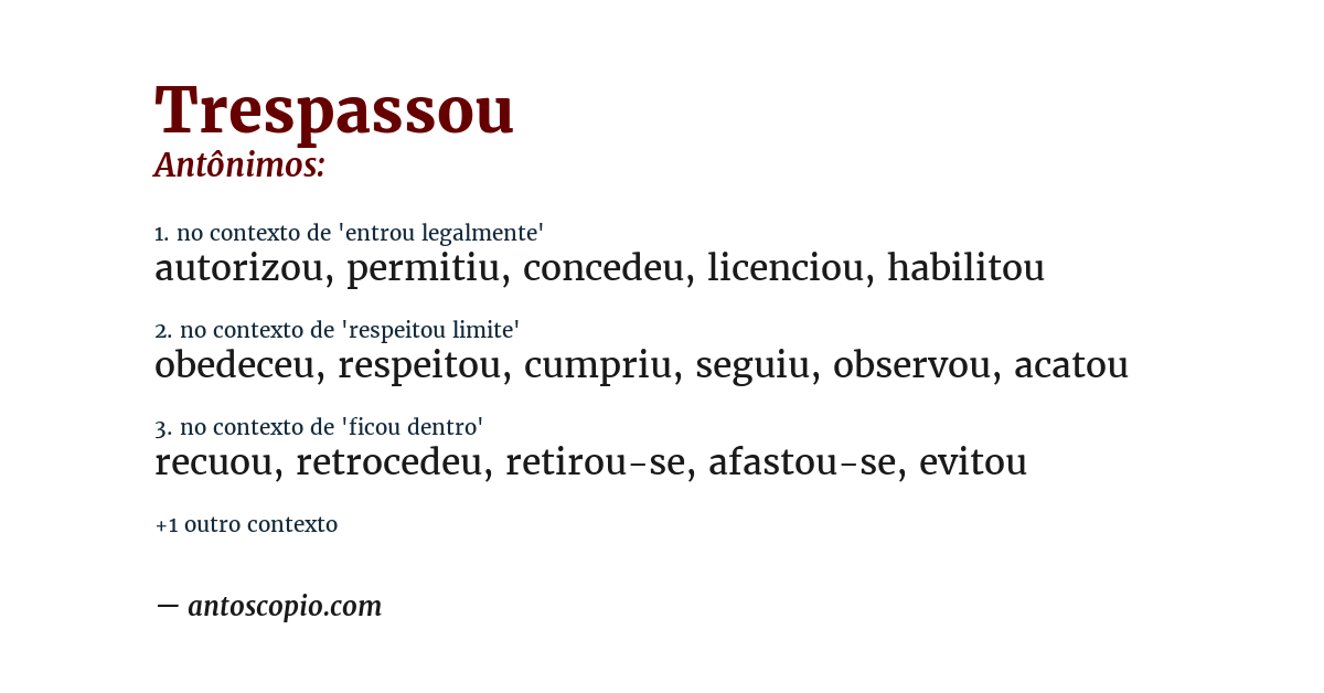 Antônimo de trespassou