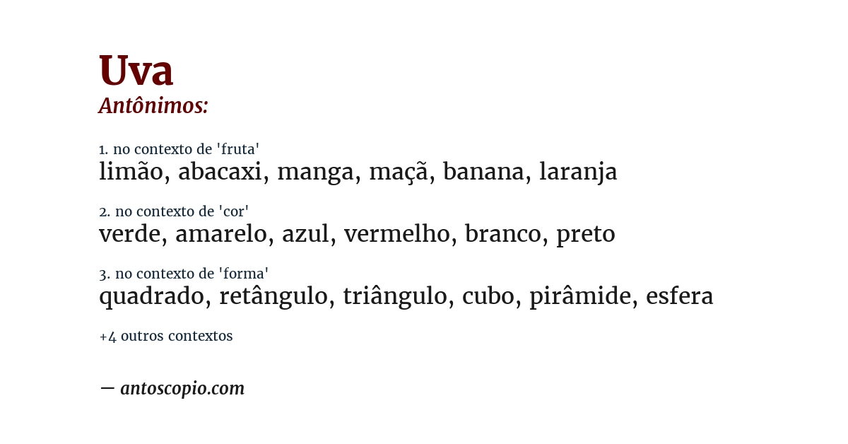 Antônimo de uva