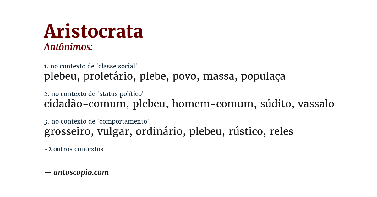 Antônimo de aristocrata