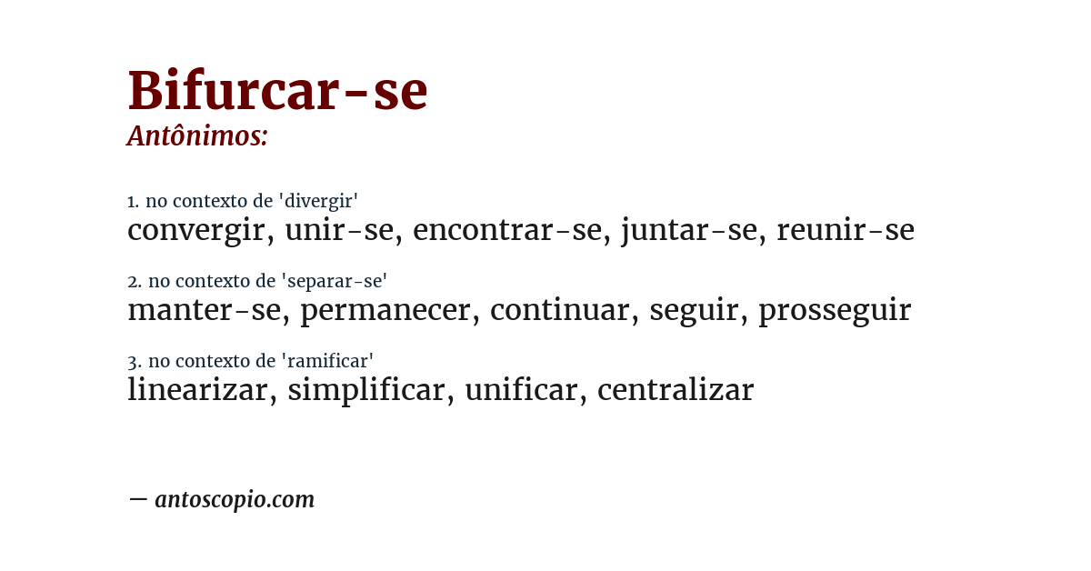 Antônimo de bifurcar-se