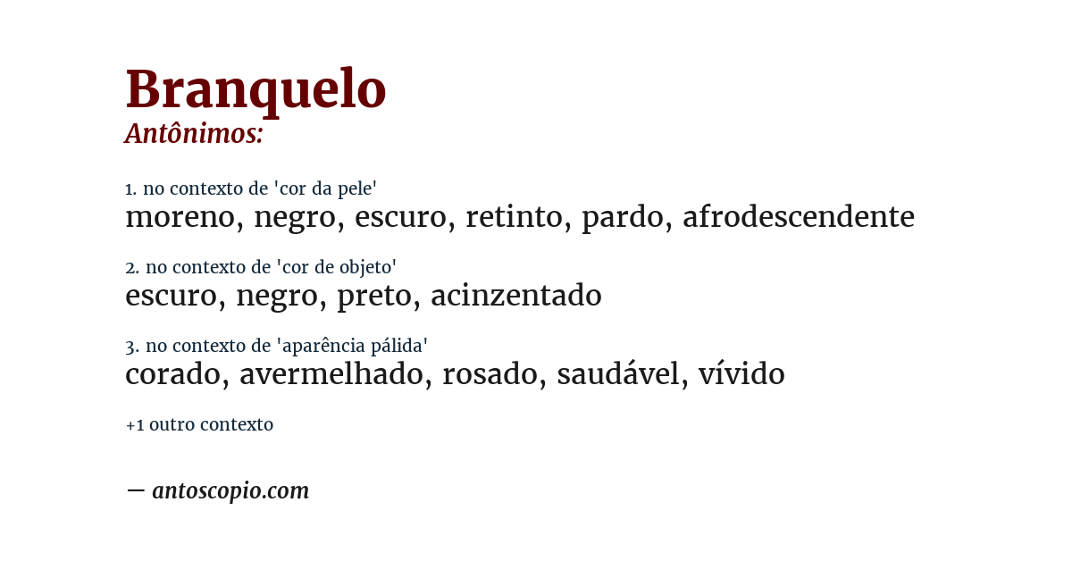 Antônimo de branquelo