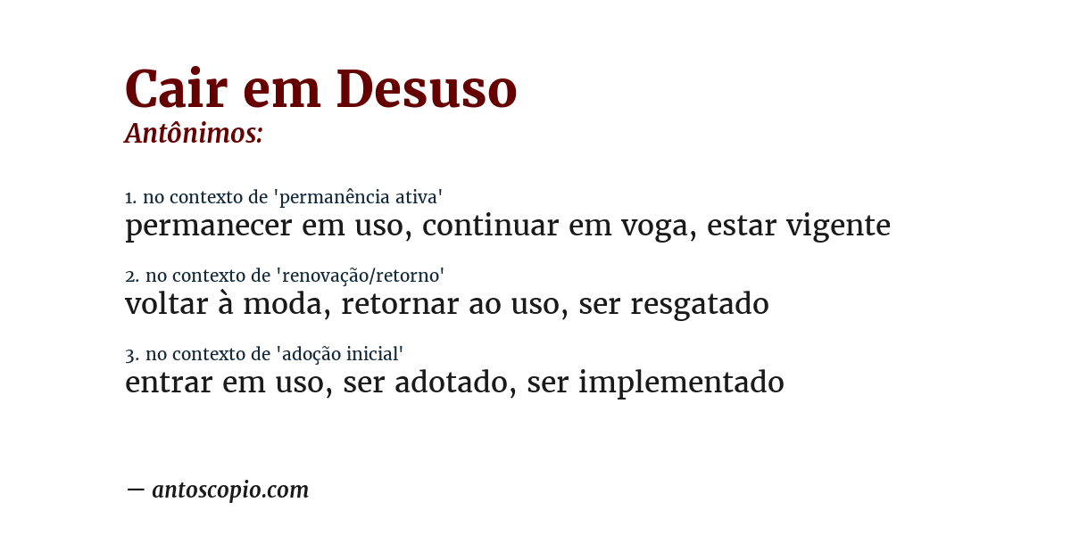 Antônimo de cair em desuso