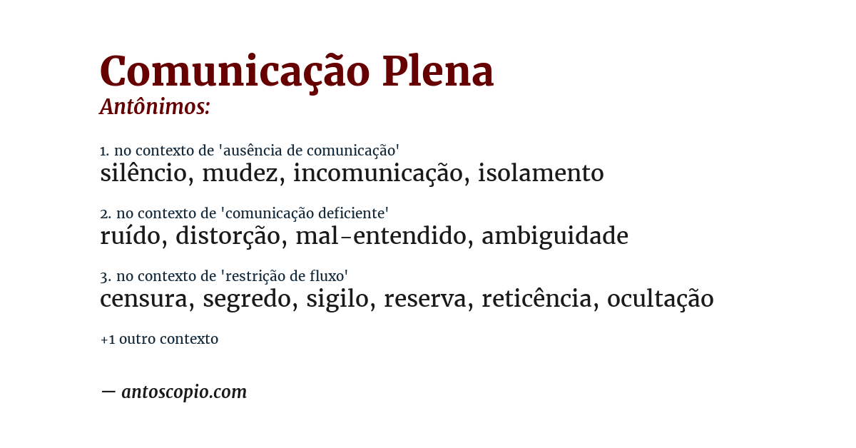 Antônimo de comunicação plena