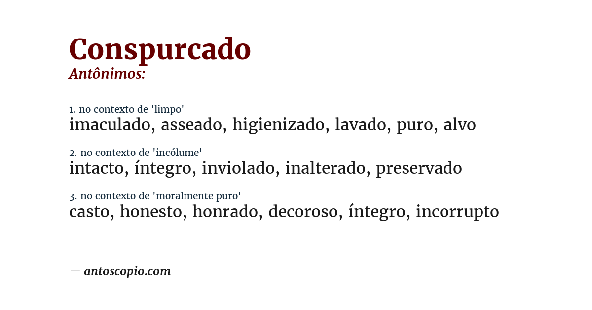 Antônimo de conspurcado
