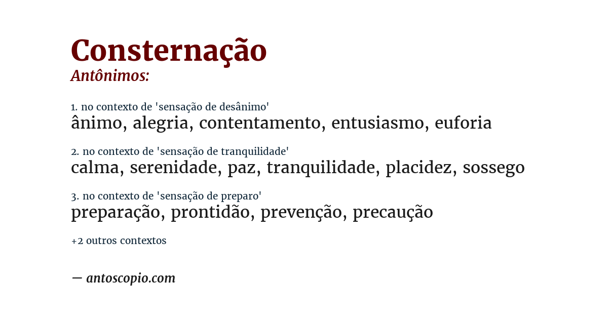 Antônimo de consternação