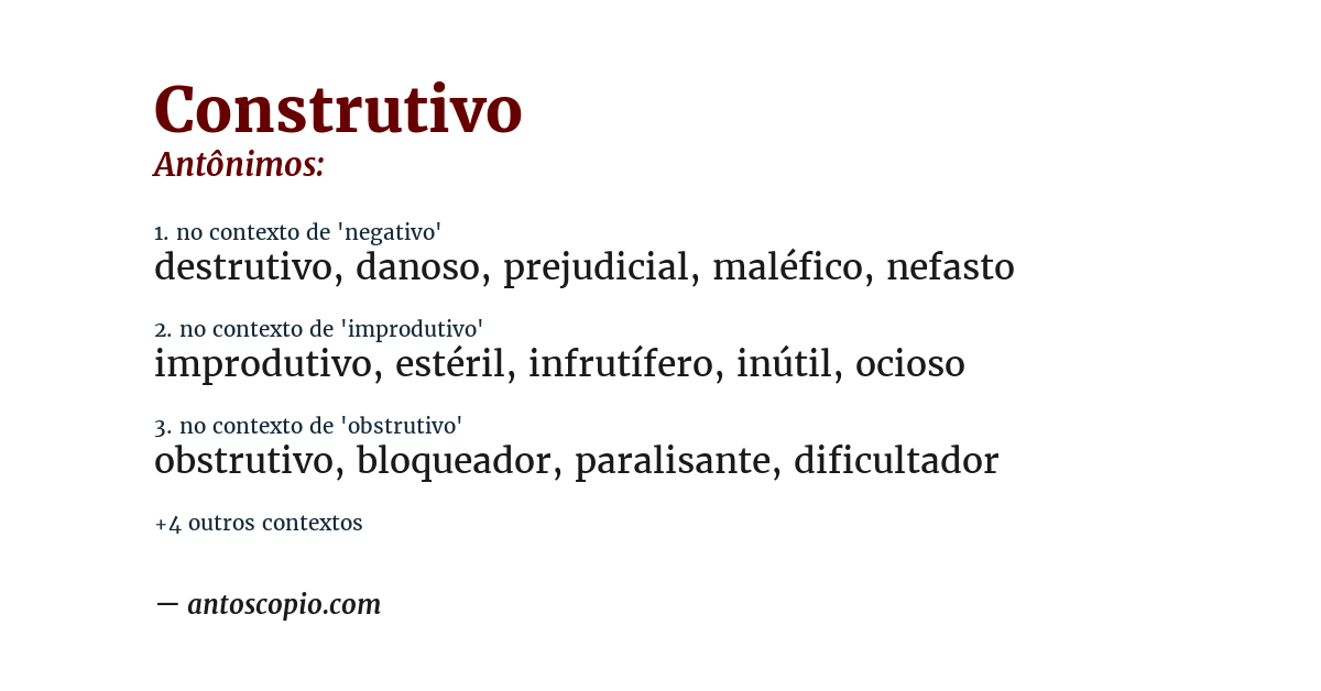 Antônimo de construtivo