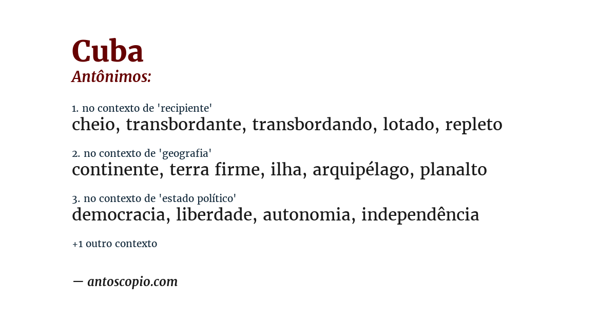 Antônimo de cuba