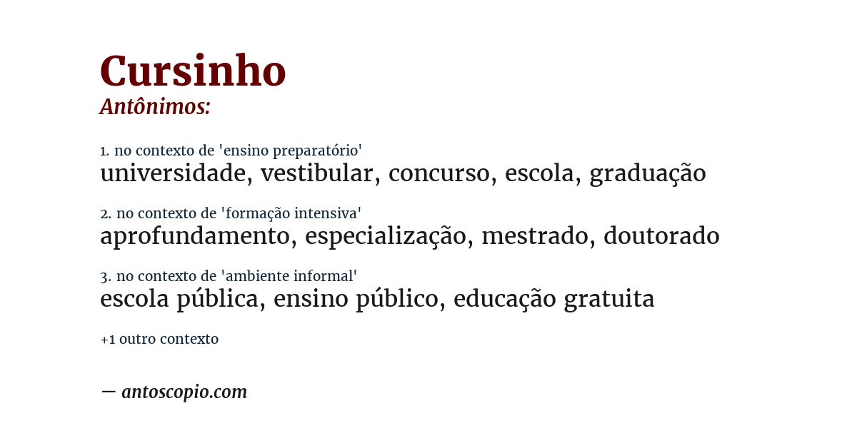 Antônimo de cursinho