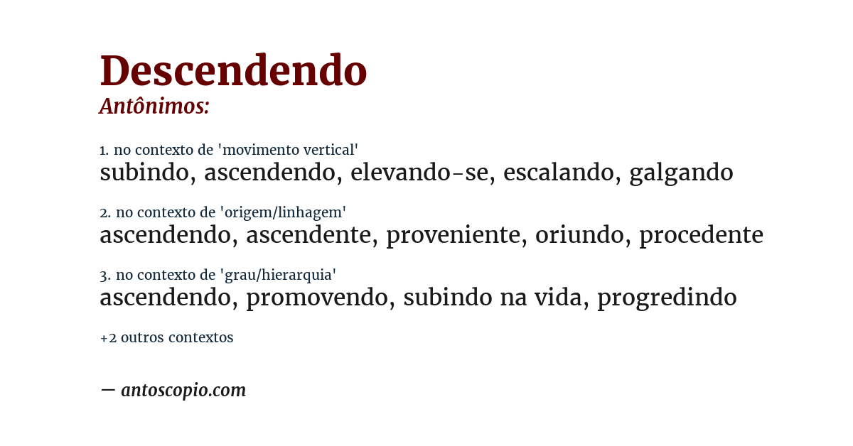 Antônimo de descendendo