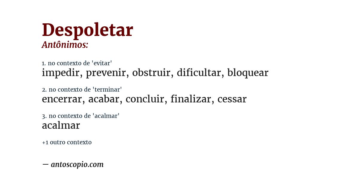 Antônimo de despoletar